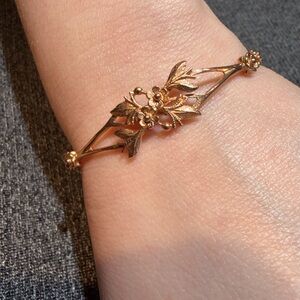 Delicate Set Of 14 Carat Vintage Gold Bracelet And Earrings, Soviet Made, 11 Grm